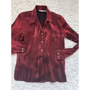 Vintage Alia women's sz. 8 rayon blend red shimmer blouse. Pretty **Nt desc**